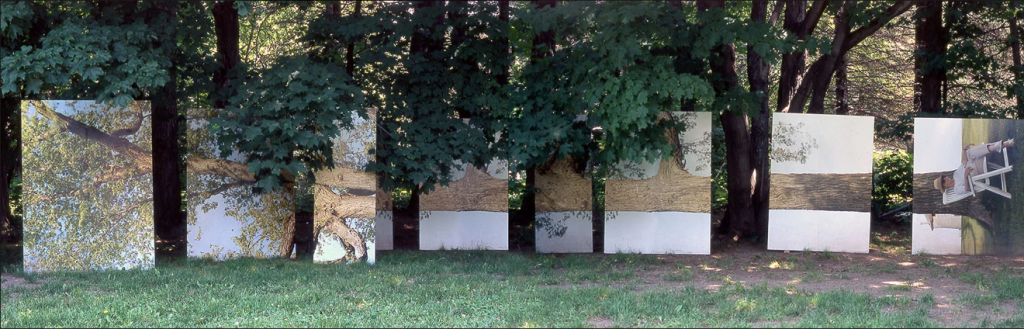 Ivan Binet, Mère et arbre au repos, installation extérieure